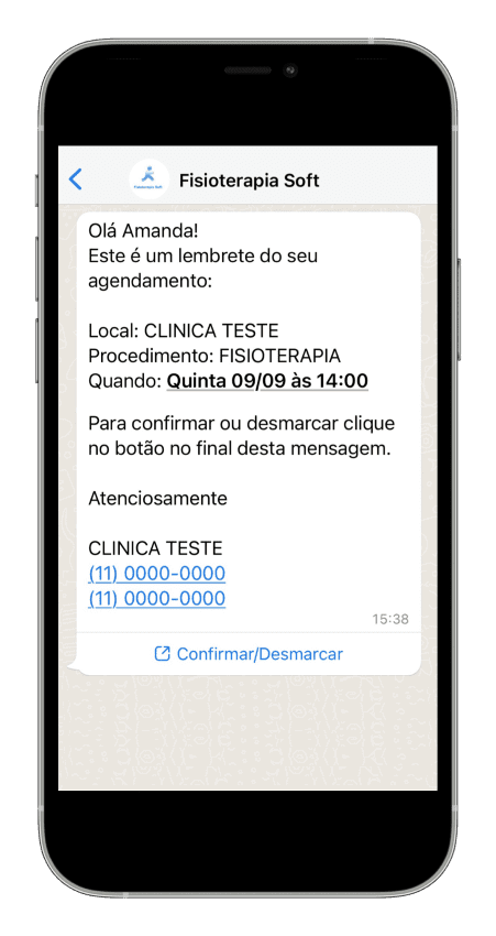 confirmação de agenamento via WhatsApp